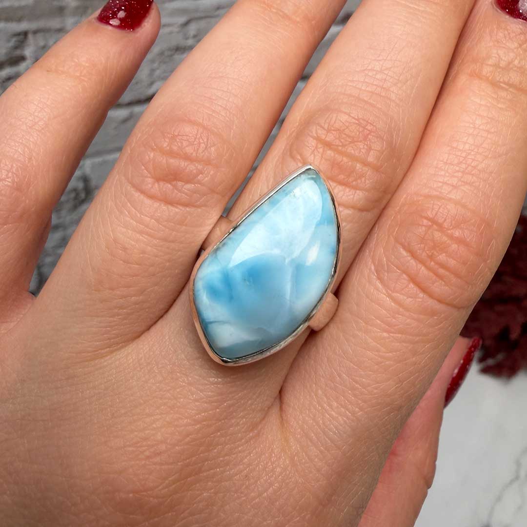 Larimár gyűrű ezüst foglaltban - állítható méret! - prémium! (3)