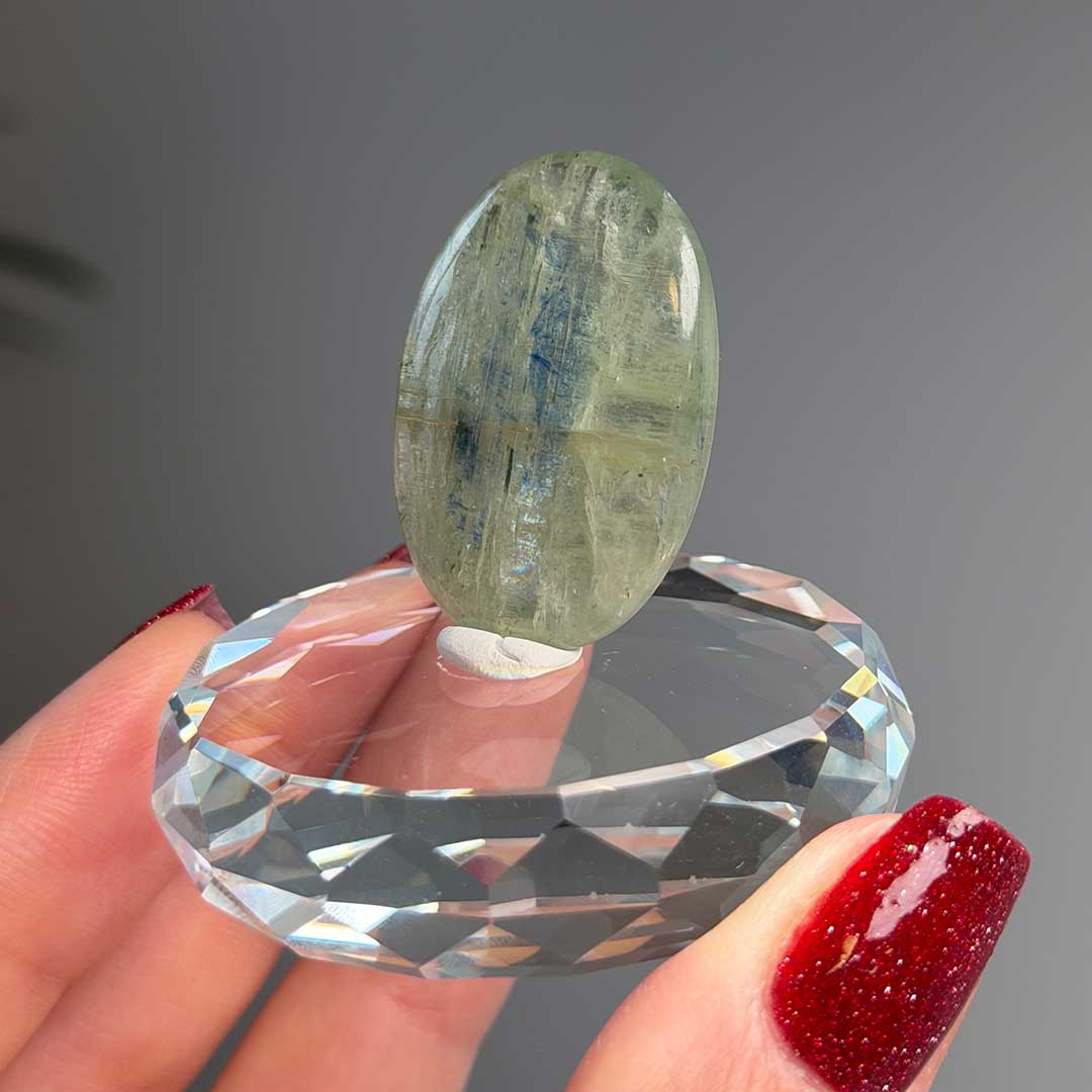 Indiai Zöld Kianit lapos csiszolat (2) - ritkaság!