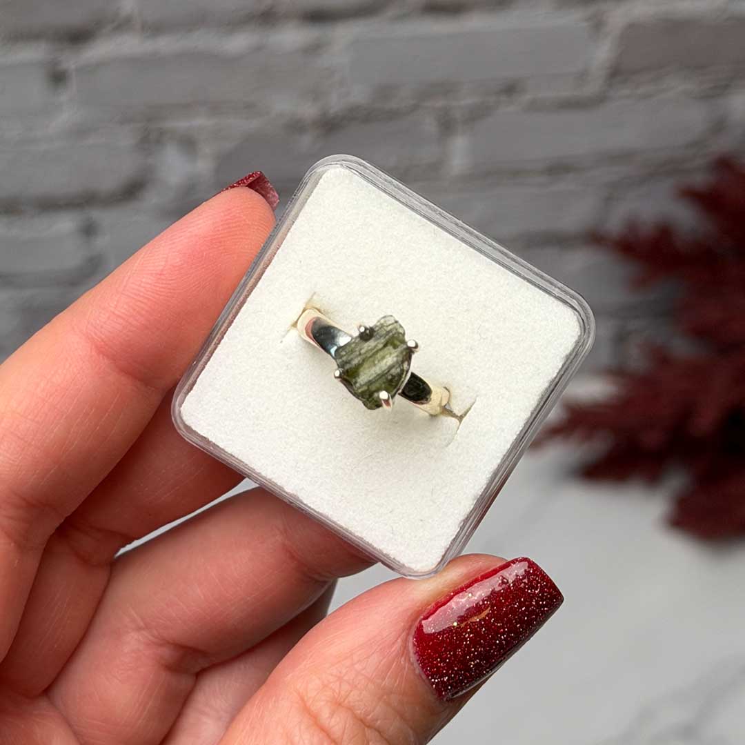 Moldavit ezüst gyűrű - 51,5-es méret - ritkaság! (7)