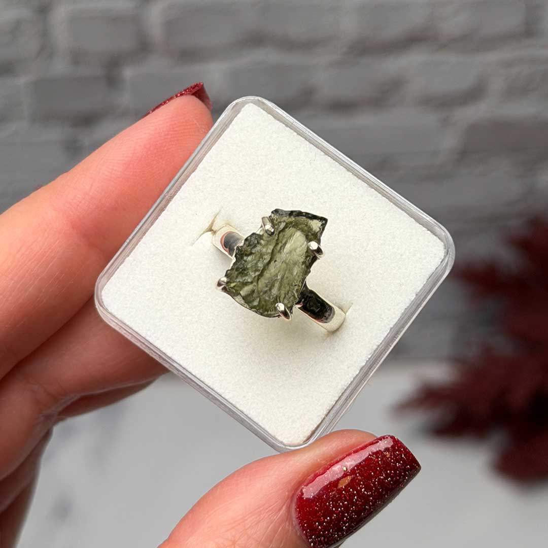 Moldavit ezüst gyűrű - 57-es méret - ritkaság! (6)