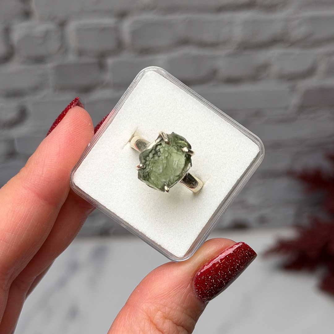 Moldavit ezüst gyűrű - 57-es méret - ritkaság! (5)