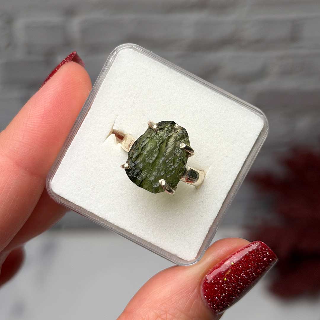 Moldavit ezüst gyűrű - 51-es méret - ritkaság! (3)