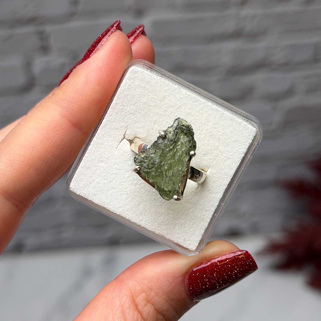 Moldavit ezüst gyűrű - 52-es méret - ritkaság! (1)