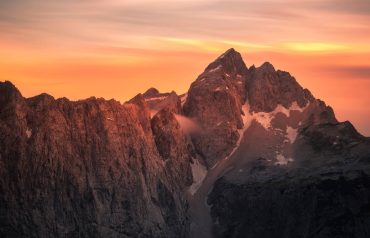 Beautiful landscape on the way from mountain pass Vrsic to Sleme