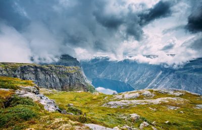 Norwegian mountains and lake landscape. Nature of norway. Travel and hiking. Amazing view. Nobody. Scandinavia.