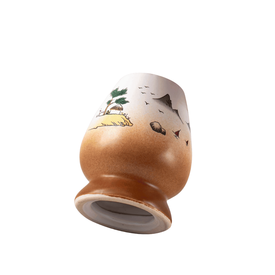 Japán tájkép kerámia matcha tál és chasen tartó - Image 5
