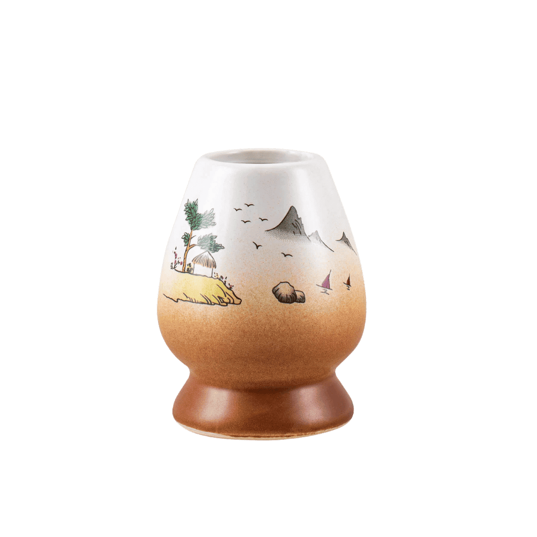 Japán tájkép kerámia matcha tál és chasen tartó - Image 4