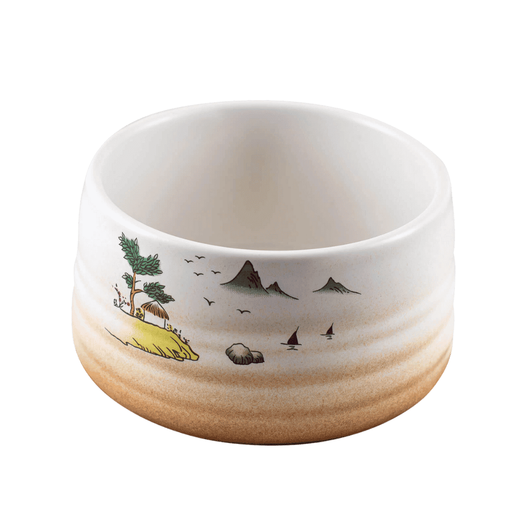 Japán tájkép kerámia matcha tál és chasen tartó - Image 2