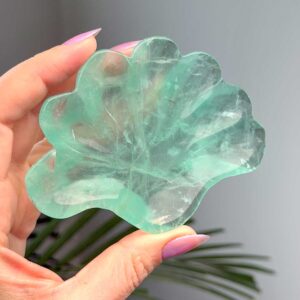 Élénkzöld Fluorit kagyló tál faragvány