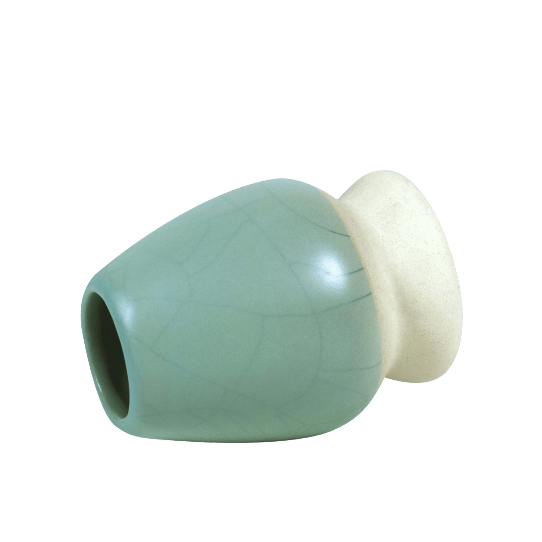 Mentazöld kerámia matcha tál és chasen tartó - Image 5