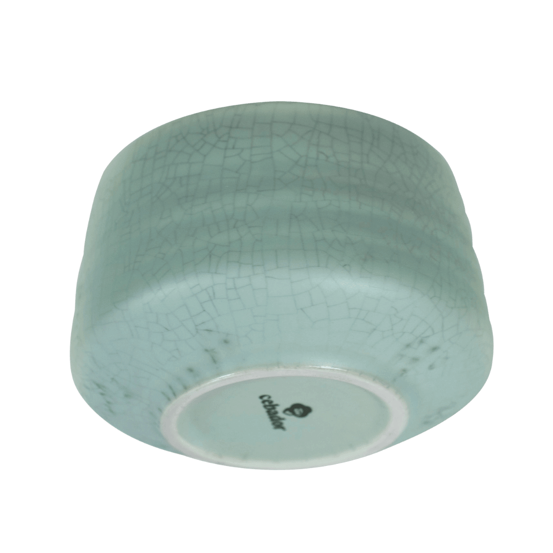Mentazöld kerámia matcha tál és chasen tartó - Image 3