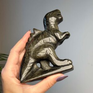 Arany fényű obszidián Dinoszaurusz faragvány - Egyedi termékek - termékfotó 1