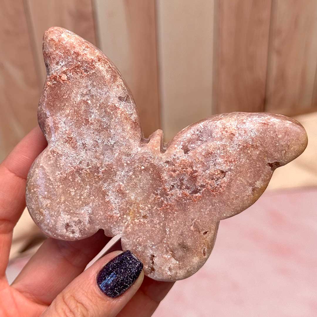 Pink Ametiszt pillangó faragvány (6)