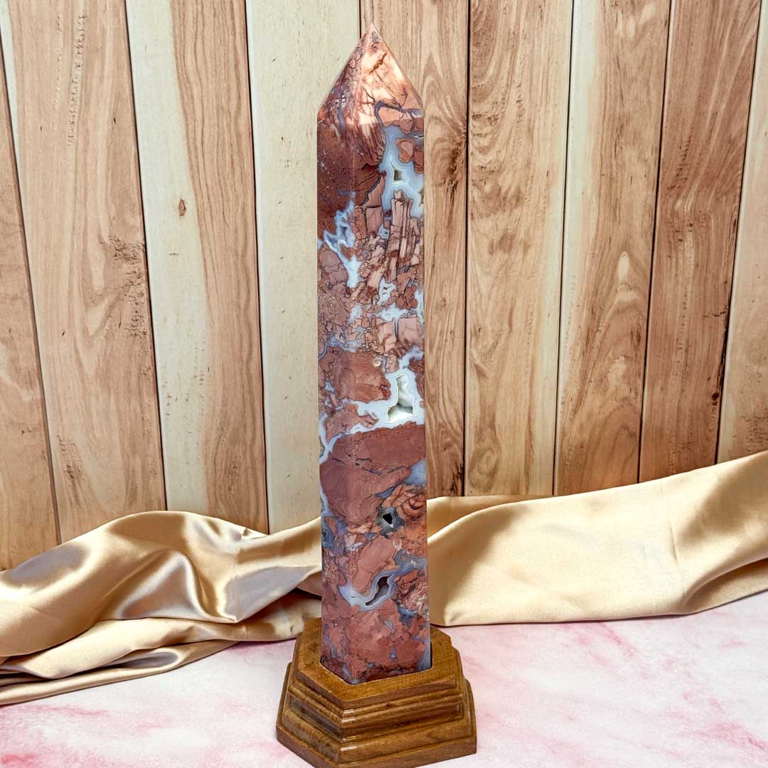 Pink Crazy Csipkeachát torony - geódákkal! Óriás, prémium!