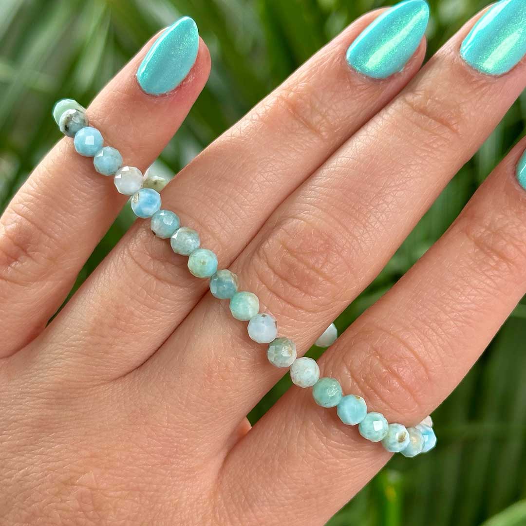 Larimar mini fazettált karkötő (4,5 mm) Karkötők , ásvány 2