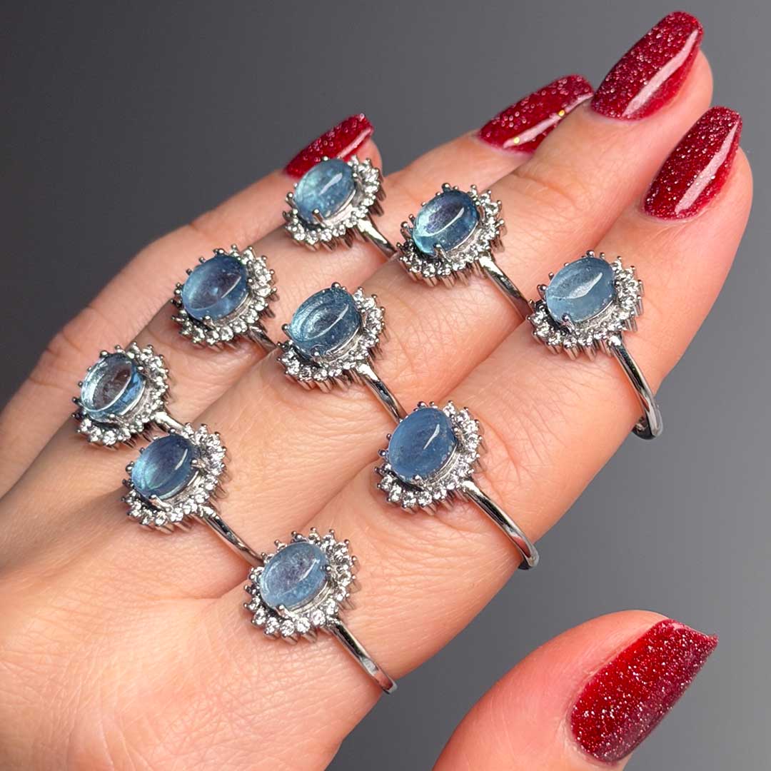 Akvamarin köves gyűrű - állítható méretben