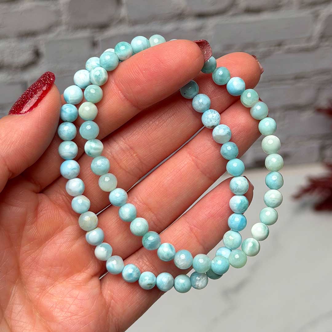 Dominikai Larimár karkötő (6 mm) (17-18-as méretben)