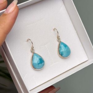 Larimar prémium drágaköves ezüstfülbevaló