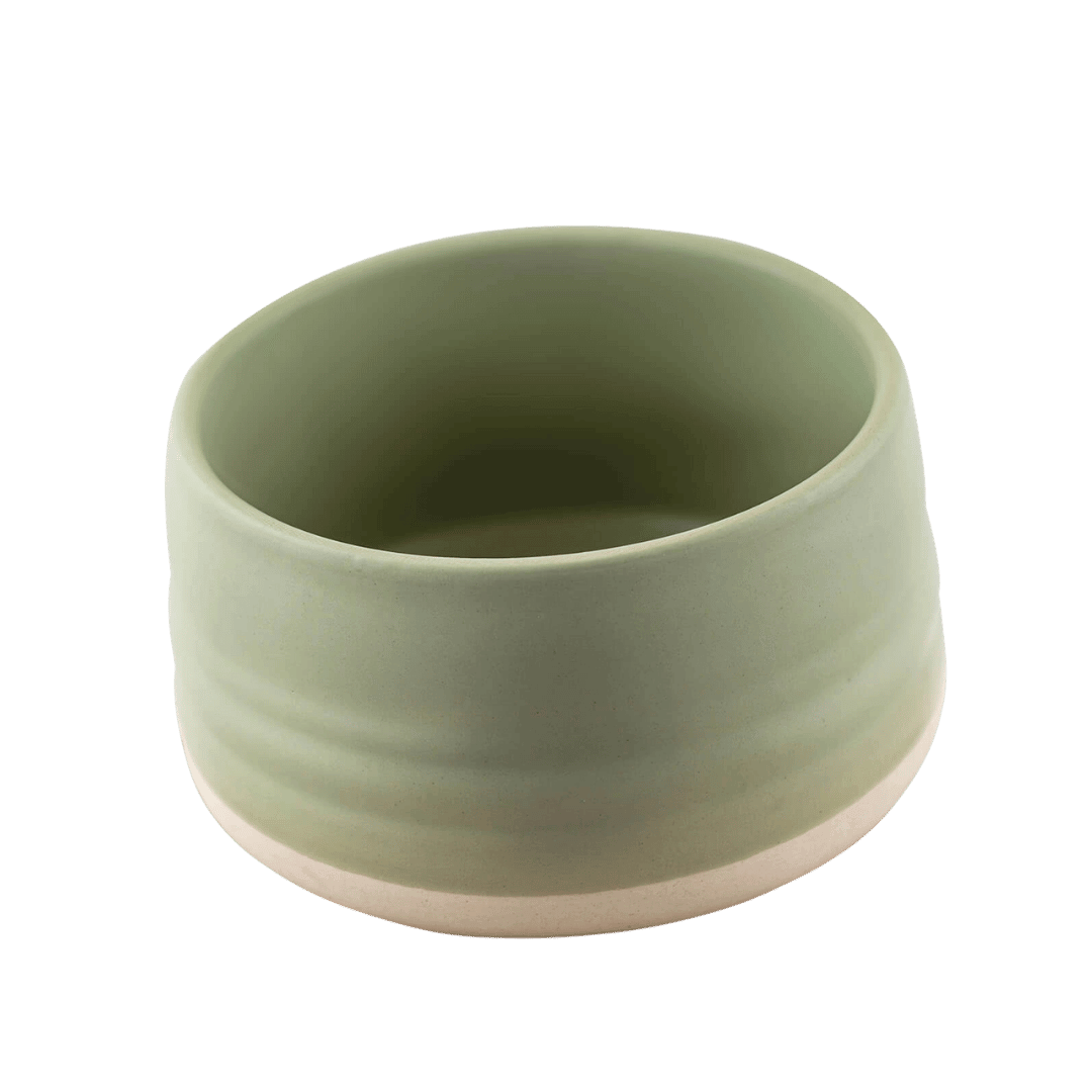 Pisztáciazöld kerámia matcha tál és chasen tartó - Image 2