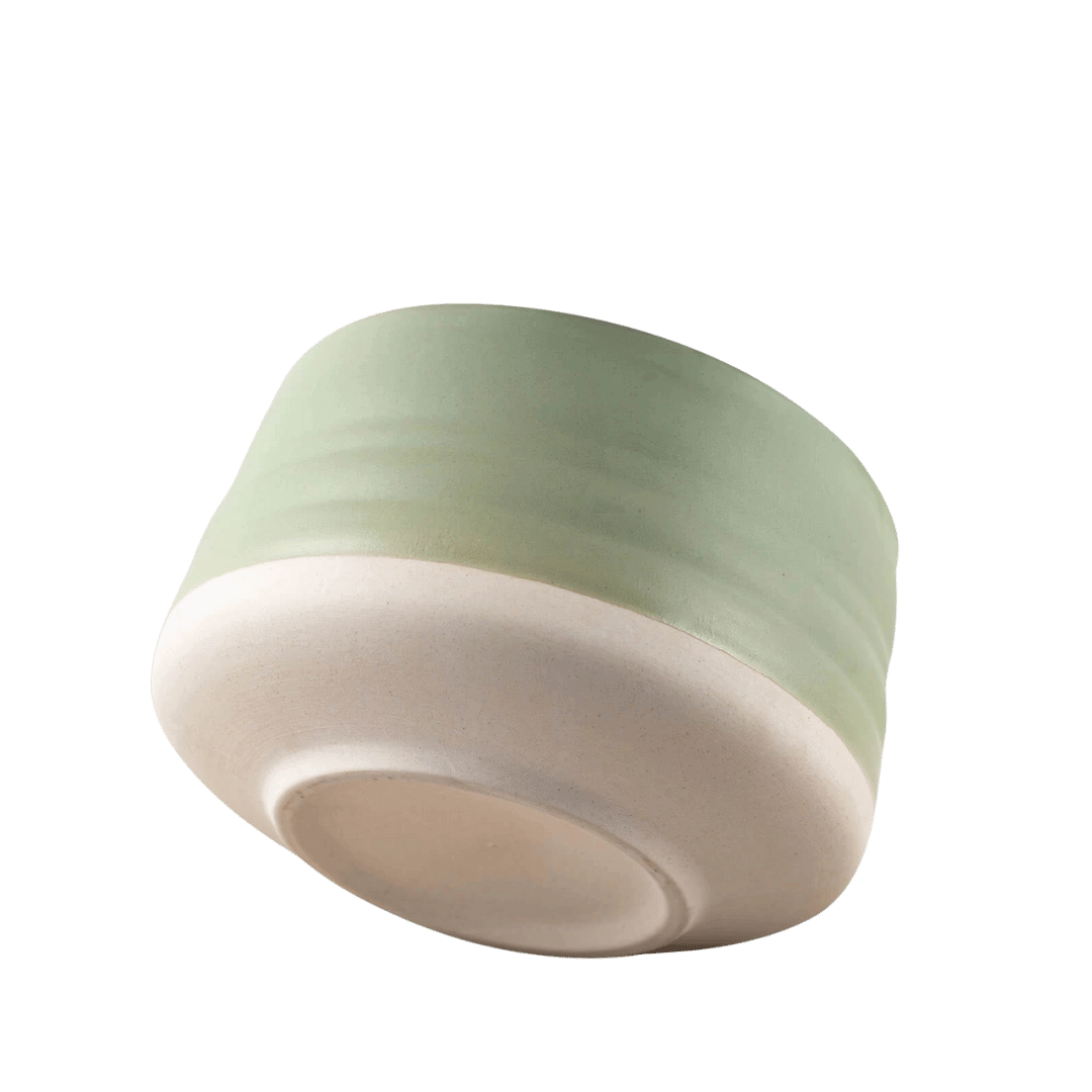 Pisztáciazöld kerámia matcha tál és chasen tartó - Image 3